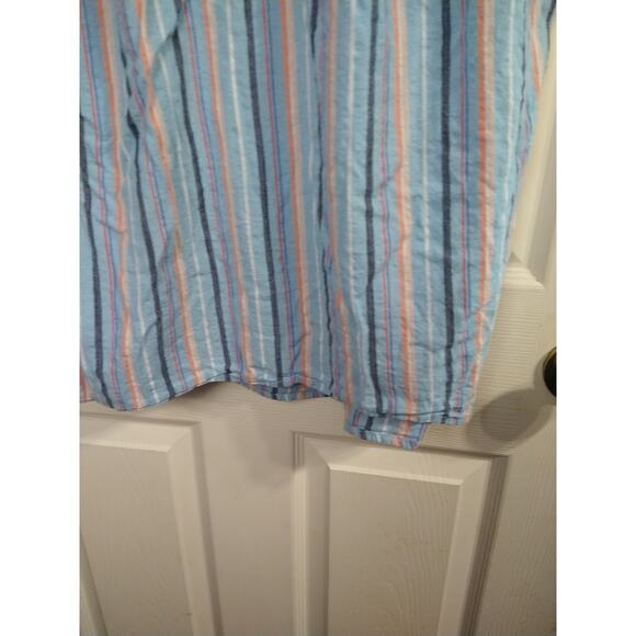 St Johns Bay Woman PXL Pullover Blouse V Neck Striped Blue Cap Sleeve Top - Picture 8 of 10